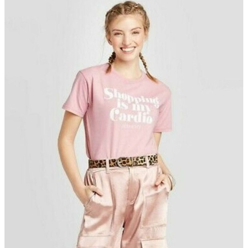 NEW Sex and The City Pink Graohic Tee "Shopping is my Cardio" Shirt NWT